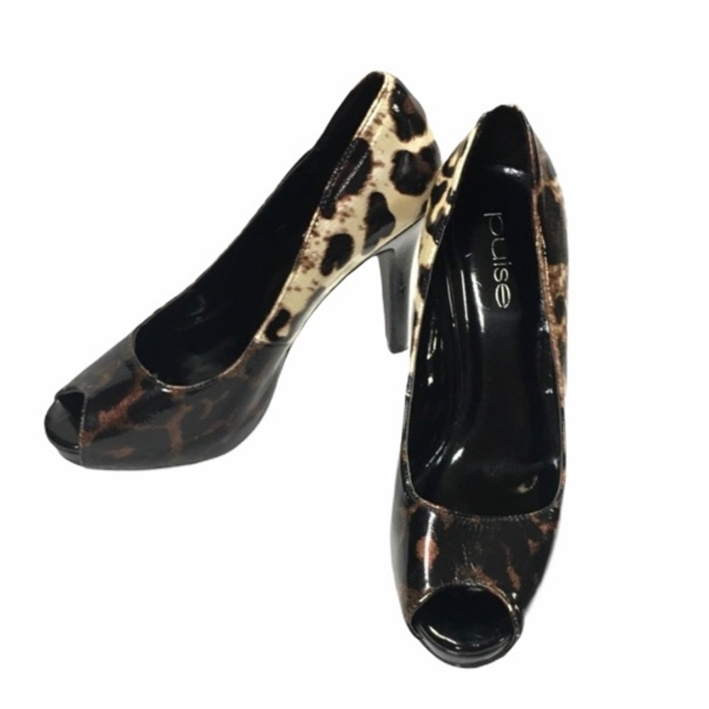 Pulse Leopard Animal Print Peep Toe Heels Size 7